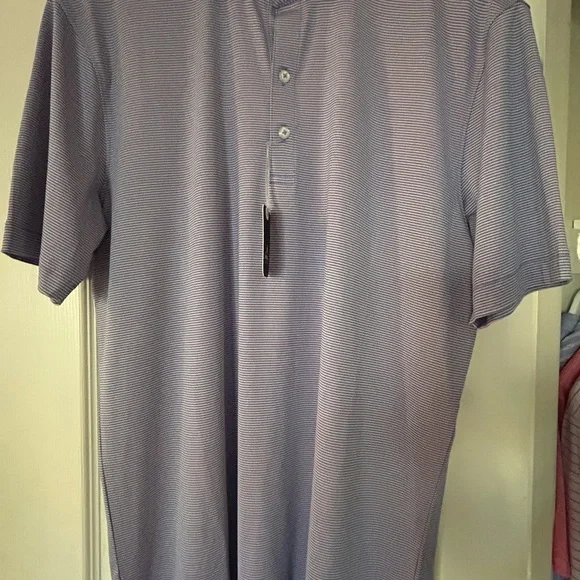 johnnie-O Blue and White Striped Polo Shirt - Picture 3 of 6